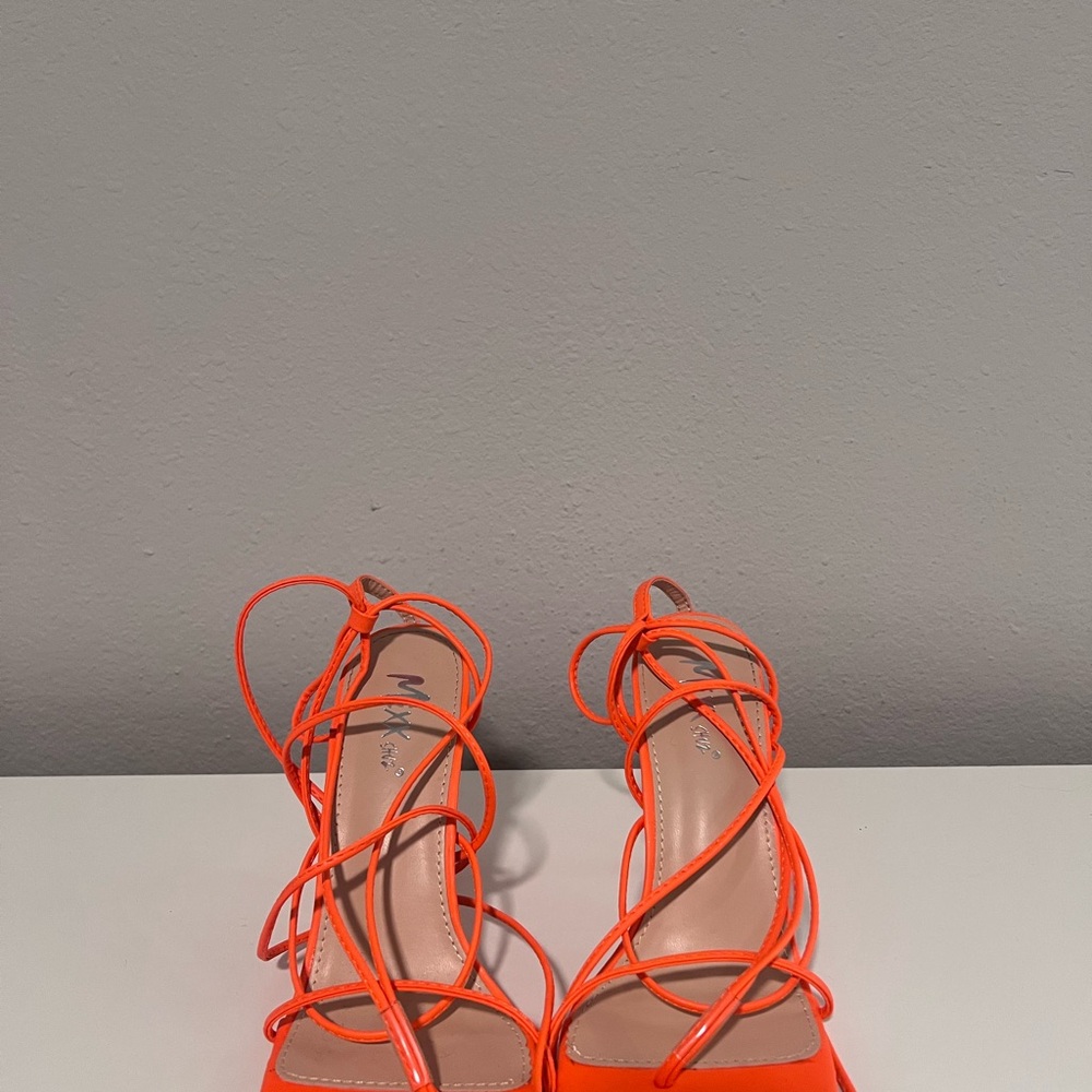 Women's Orange Strappy Heels